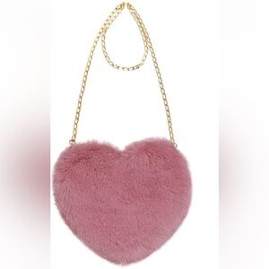Pink Heart Fur purse